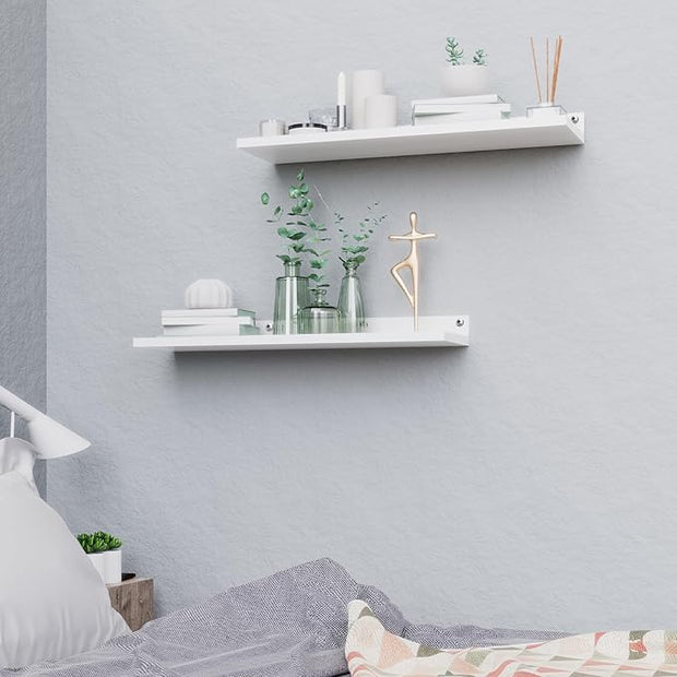 PEKGRIL 4 Pack Metal Floating Shelves, 17x6 Inch Large Wall Mounted Shelf for Storage, White Kids Bookshelf, Display Ledge Shelves with Lip for Bathroom, Bedroom, Living Room, Bathroom, Kitchen