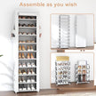 VTRIN Vertical Narrow Shoe Rack Organizer Tall Shoe Rack for Closet Entryway 10 Tier Non-Woven Cover Shoe Shelf Holds 20-22 Pairs Free Standing Shoe Storage Cabinet with Dustproof Cover, White