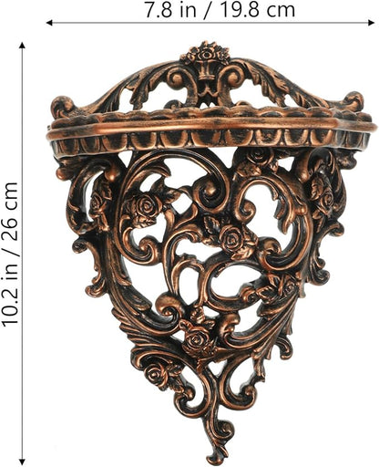 Homoyoyo Resin Floating Wall Shelf Wall Mounted Decorative Display Organizer Retro Hollow Flower Carving Art Decoration Flower Pot Stand