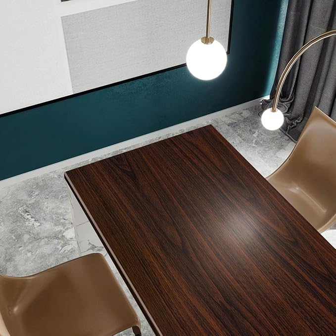 Wood Grain Contact Paper Dark Brown Thick Texture Walnut Wood Wallpaper Peel Stick Wood Look Wall Paper Removable Adhesive Waterproof Wall Covering Decoration Kitchen Cabinets Vinyl Film 24"x197"