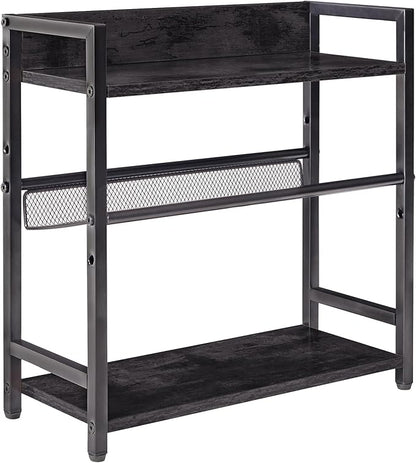 IBUYKE 3-Tier Spice Rack Industrial Counter Shelf Desktop Storage Organizer Standing Seasoning Rack for Countertop Kitchen Office Living Room Desktop Black UTLJ021B