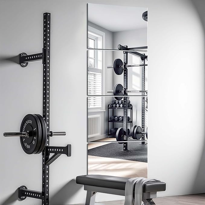 Delma Wall Mirror Full Length,Mirror Tiles,Full Body Mirrors for Home Gym(Glass,16x12''-4PCS),Over The Door,Entryway,Living Room,Bedroom,(Glass - 16'' x 12'' - 4PCS)