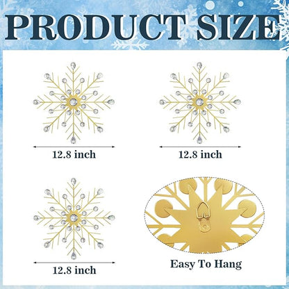 ZEXUIRU 3 Pack Gold Sunburst Wall Decor – Metal Crystal Wall Art with Sparkling Rhinestones, 14’’/18 Inch Starburst Wall Hanging Set for Living Room Bedroom Bathroom – Modern Bling Home Decorations