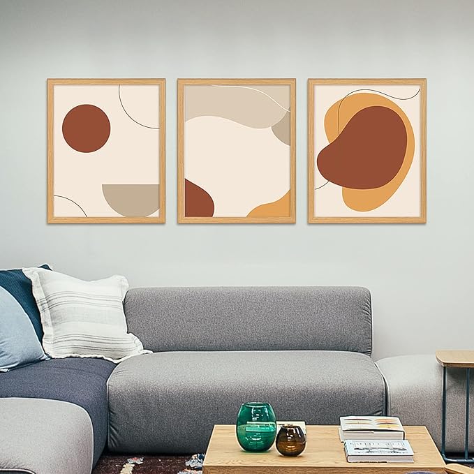 16x20 Frames Set of 3, 16x20 Picture Frames for Wall, Wooden Poster Frames with Plexiglass for Prints, Poster, and Art (Natural Wood)