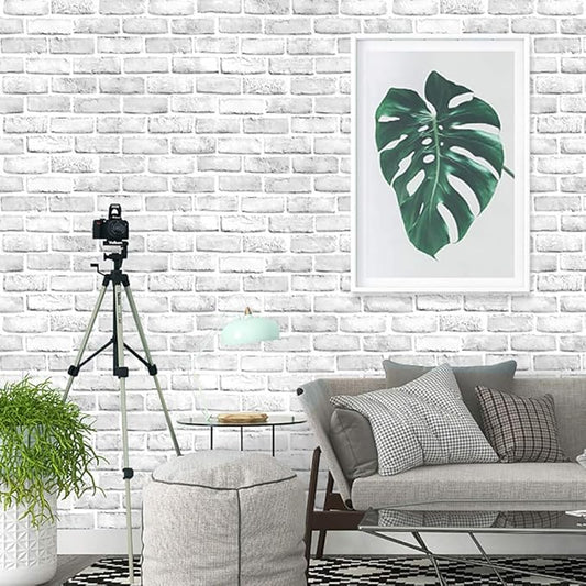Cohoo Home Brick Wallpaper Peel and Stick Contact Paper 197inL 18inW Faux 3D Brick Contact Paper for Wall White Gray Self Adhesive Removable Wallpaper Backsplash Bedroom Wall Sticky Waterproof Thick