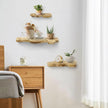 3 Sets Small Floating Shelves for Wall, 3 Size Rustic Live Edge Floating Shelves with Invisible Metal Bracket for Living Room Bedroom Kitchen, Wooden