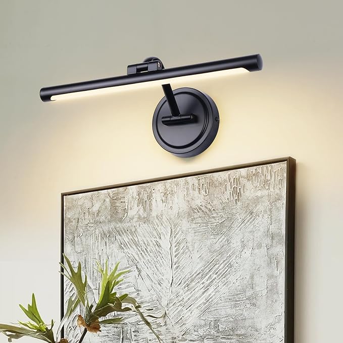 Hardwired 15.7 Inch 7W Black Picture Lights for Wall LED Picture Frame Light Dimmable Painting Lights for Wall Portrait Artwork Warm White