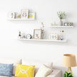 Picture Ledge Shelf, Wood Long Floating Shelves for Wall, Set of 2, 56 inch Picture Ledge Shelves, Photo Ledge Nursery Book Shelves Wall Mounted for Living Room Kids' Room Bedroom, Color White