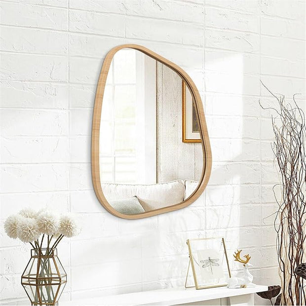 Asymmetrical Irregular Mirror Wall Mounted, Unique Vanity Mirror, Shaped Dressing Boho Mirror Decorative for Living Room, Bathroom, Bedroom, Entryway Wall Decor 20"x16"