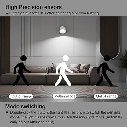 Moobibear Motion Sensor Wall Light Indoor 2Pcs, 3500mAh Rechargeable Battery Operated LED Wall Light, Wall Lamp Wireless with 360 ° Rotation, 3 Color Temperatures for Bedroom, Study, Corridor, Picture