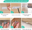 LED Under Cabinet Lighting Kit,6 Pack Linkable Puck Lights with Touch Dimmer,Wired Plug in Under Counter Lighting for Curio Bar, Kitchen, Cupboard,Bookcase,Closet Furniture (6000K Daywhite)