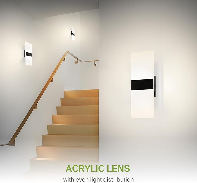 ASD LED Indoor Wall Mount Light Fixture - 14 Inch 24W Modern Interior Matte Black Dimmable Wall Sconce Light - ETL 2700K-5000K Adjustable - Hallway, Bedroom LED Wall Lights