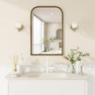 Axeman 24x36 Rounded Rectangular Wall Mirror, Decorative Bathroom Mirror, Traditional Vintage Wall Mounted Mirror with Beaded Frame for Accent Living Room Vanity Bedroom Entryway, Bronze