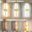 Battery Operated Wall Sconces Set of 2, Rechargeable Wall Sconces with Remote Control, LED Gold Wall Lights, 3000K-6000K Dimmable 360° Rotatable for Living Room, Bedroom, Hallway, 28''
