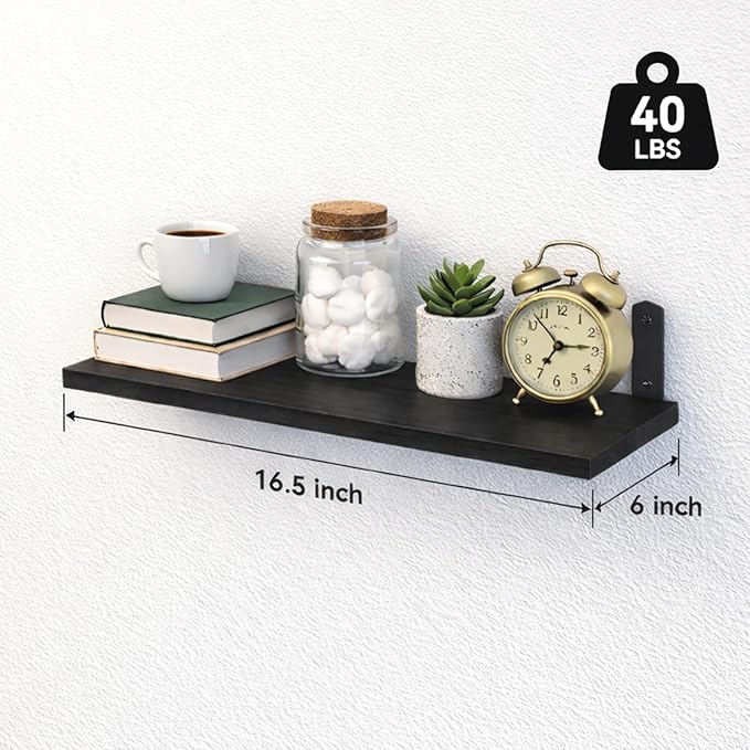 Floating Shelves Set of 6, Wooden Floating Shelves for Wall Decor, Farmhouse Shelf for Bedroom, Wall Mounted Bathroom Storage Shelves, Floating Book Shelves for Living Room