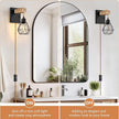 Farmhouse Wood Wall Sconces with Plug in Cord, Black Wall Sconces Set of Two, Wall Lamps that Plug into Wall Outlet, Vintage Sconce Lighting Wall Decor for Bedroom Living Room, with 5.58FT Cord