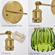 Vintage Battery Operated Wall Sconce, Green Tulip Glass Lampshade Wireless Rechargeable Battery Powered LED Wall Light with Remote Dimmable for Bedside Bedroom Doorway Living Room, Set of 2