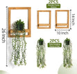 2 Pack Wooden Shelves with Fake Hanging Plants for Wall Decor, Modern Farmhouse Wood Wall Art for Living Room, Bathroom (Light Brown)