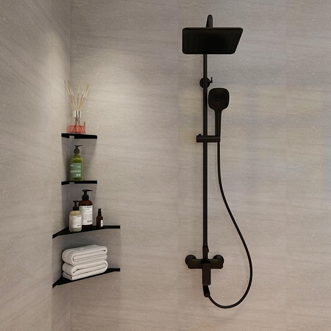 Corner Shelf, 3.0mm Aluminum Alloy Corner Shelf Wall Mounted, for Bathrooms,Offices, Bedrooms,Kitchens,Dorm Rooms and Living Rooms(6 in Black)