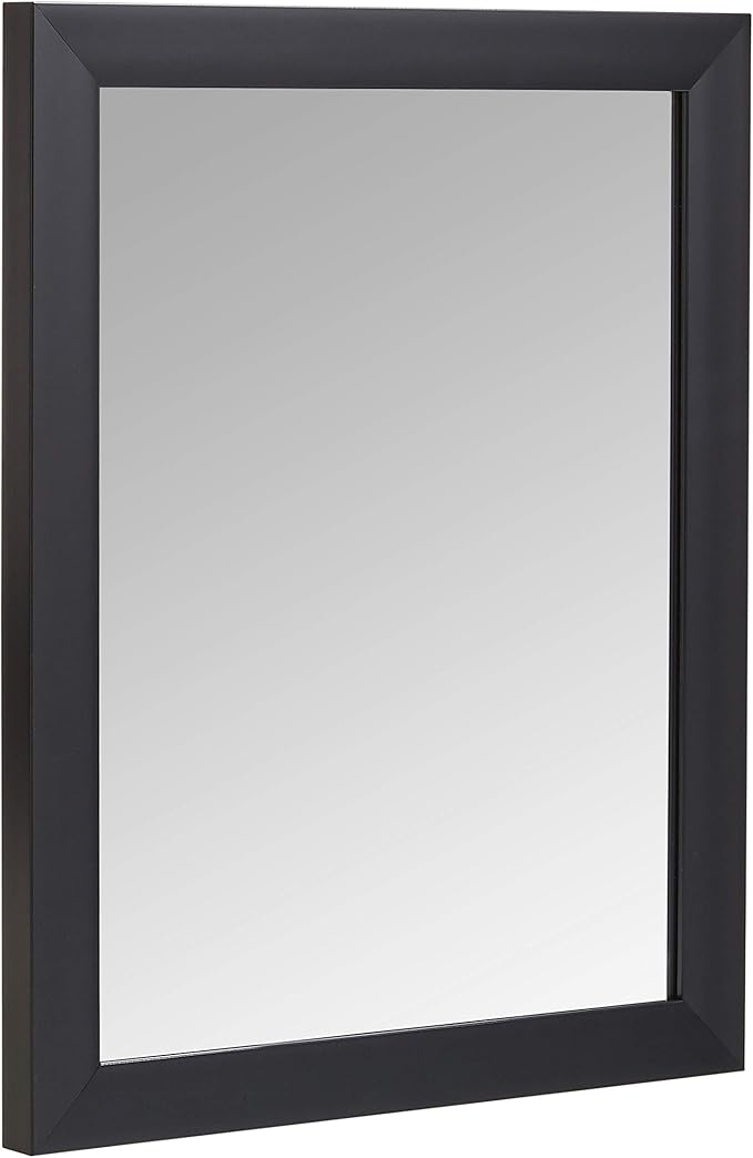 Amazon Basics Rectangular Wall Mount Mirror with Standard Trim for Bedroom, Living Room, Entryway, Hangs Horizontally or Vertically, 16 x 20 inch, Black
