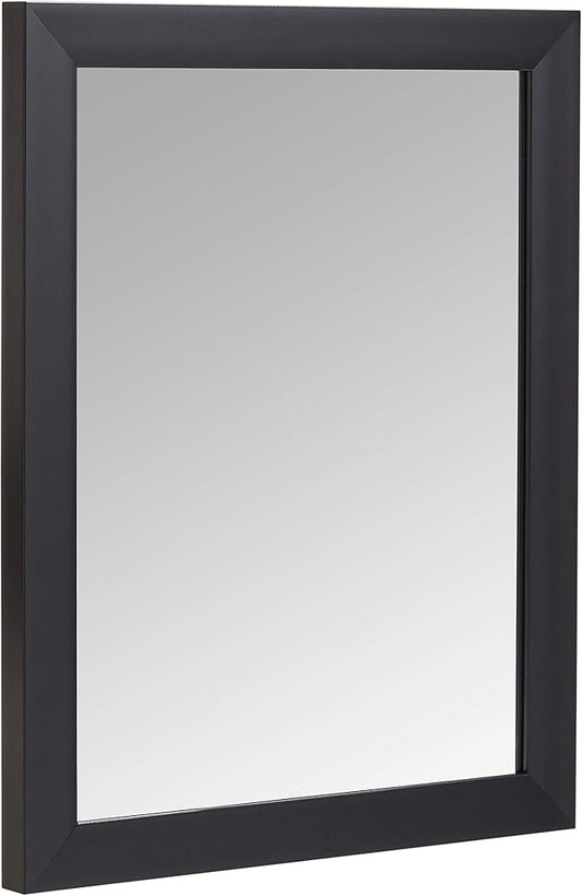 Amazon Basics Rectangular Wall Mount Mirror with Standard Trim for Bedroom, Living Room, Entryway, Hangs Horizontally or Vertically, 16 x 20 inch, Black