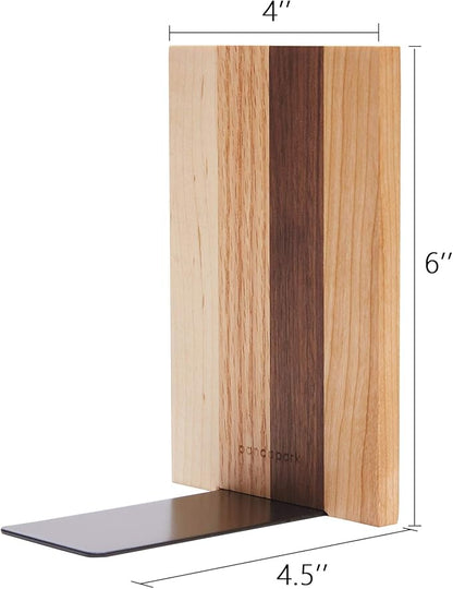 Pandapark Wood Decorative Bookends,Non-Skid Bookend for Shelves,Heavy Duty Bookends,Book Stand for Books/CDs,1 Pair