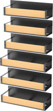 6 Pack Magnetic Spice Storage Rack Organizer for Refrigerator and Oven, Wood Fridge Organizers and Storage