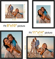 Vittanly 11x14 Picture Frame Set of 4, Display Pictures 8x10 with Mat or 11x14 without Mat, Engineered Wood with Shatter Resistant Plexiglass, Wall Gallery Photo Frames for Wall or Tabletop, Black