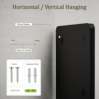VooBang Bathroom Mirror 30x56 inch, Black Gorgeous Deep Frame Wall Mirror with Shatterproof Tempered Glass, Modern Bathroom Vanity Mirror for Over Sink Hanging Horizontal or Vertical, Black