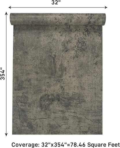 VaryPaper 32''x354'' Weathered Industrial Concrete Wallpaper Textured Peel and Stick Concrete Vinyl Wall Paper Roll Self Adhesive Contact Paper Decorative for Bathroom Kitchen Countertops Backsplash