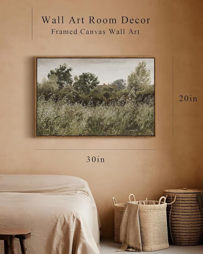 InSimSea Framed Canvas Wall Art Vintage Decor, Large Art Countryside Field Modern Farmhouse Wall Decor for Living Room, Bedroom, French Country Decorations Prints, 20