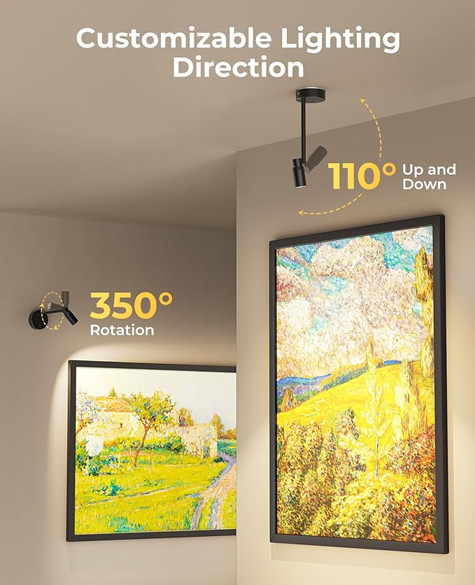PESUTEN Zoomable Picture Light for Wall, Battery Operated Art Light for Paintings CCT Dimmable Spotlight for Wall Art Wall Light with Remote Control for Living Room Gallery Dartboard Bathroom 2PCS