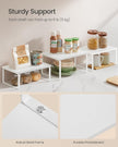 SONGMICS Cabinet Organizer Shelf, Set of 3 Kitchen Counter Shelves, Kitchen Storage, Spice Rack, Stackable, Expandable, Snow White and Matte White UKCS220W01