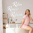 3 Pieces Bathroom Decor Wooden Bathroom Sign,Relax Renew Refresh Sign (White)