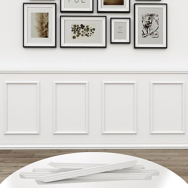 Peel and Stick Wall Molding, 4 Set 16" x 20" Premade Wainscoting Panels, Ready-to-Assemble Molding Trim Decor for Living Room Bedroom Hallway Kitchen Island