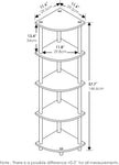Furinno TURN-N-TUBE Corner Shelf Set of 2, 5-Tier Corner Bookshelf, Open Storage Shelves, for Organization and Storage, Living Room, Home Office, Garage, Walnut