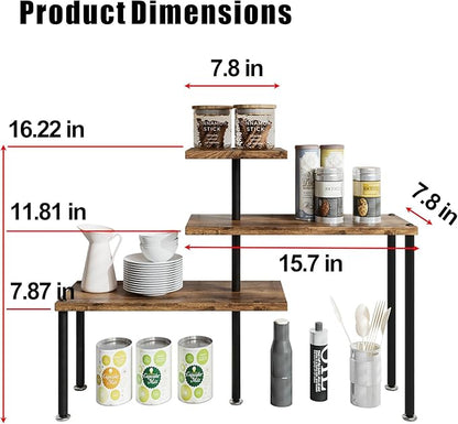 Countertop Organizer Organization 3 Tier Kitchen Corner Shelves Adjustable Spice Storage Rack for Bathroom Coffee Area Over Sink (Black)