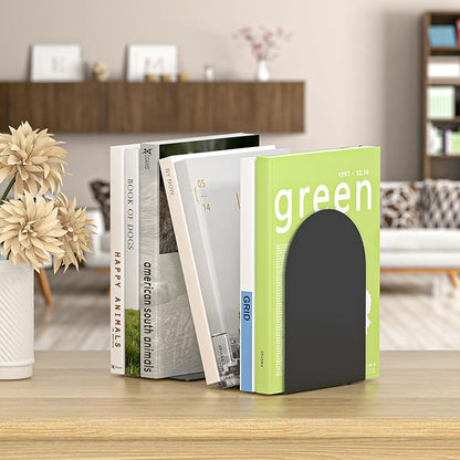Bookend 6 Pieces, Metal Round Bookends for Shelves, Book Ends to Hold Books for Desk, Book Stopper for Home Office
