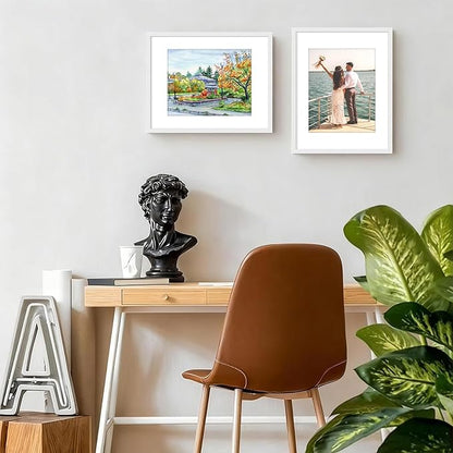 11x14 Picture Frame Set of 4, Displays 8x10 with Mat or 11x14 Without Mat, Photo Frames for Wall Hanging or Tabletop, Includes HD Plexiglass, White