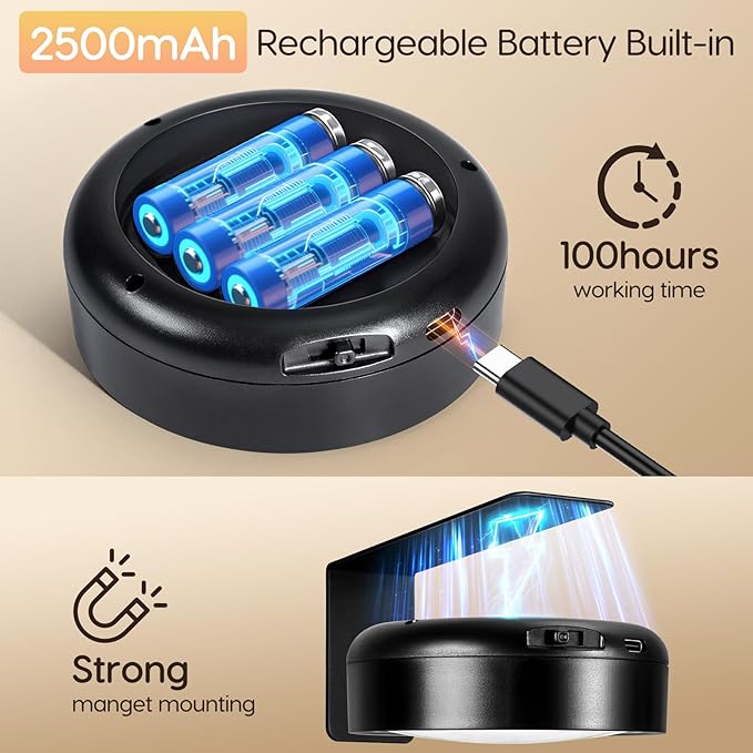 Wireless Picture Light Rechargeable for Painting Art Dispaly with Remote Control, Wall Light Painting Lighting with 3 Lighting Colors Brightness Dimmable Timer Off for Portrait Frame