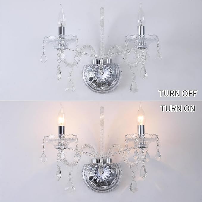Vintage Crystal Wall Sconce Lighting Crystal Wall Light Elegant 2 Lights European Style Decorative Luxury Sconces Wall Lamp for Bathroom Bedroom Bedside Entryway Sconce Light