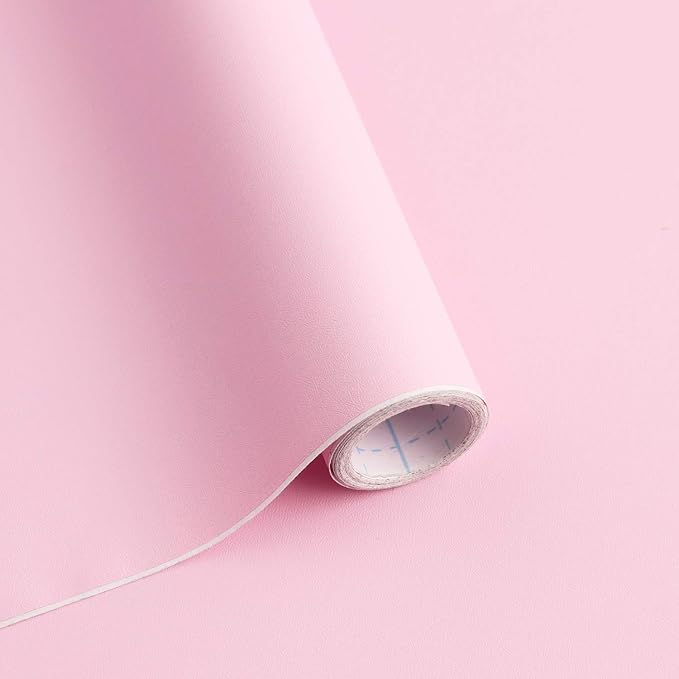 118"x17.7" Pink Peel and Stick Wallpaper Solid Color Contact Paper Self-Adhesive Removable Wallpaper for Wall Covering Cabinet Countertop Vinyl Roll