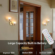 Battery Operated Wall Sconce, 2-Lights Vinatge Brass Wall Lighting with Clear Tluip Shade Rechargeable Bulb with Remote for Living Room, Bedroom，Symmetrical 2 Pack