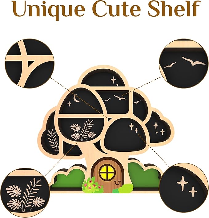 Mushroom Shelf for Wall Decor - Whimsical Floating Shelf for Crystals, Rocks & Trinkets Display | Hippie Boho Decor | Unique Whimsical Mushroom Gifts for Women, Her