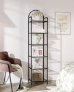Bookcase Bookshelf, Tempered Glass Bookshelves, Slim Shelving Unit for Bedroom, Bathroom, Home Office, Steel Frame, 6 Tier Black BC10601B