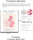HesenDot Framed Matisse Pink Wall Art Set of 3,Minimalist Wall Decor,12x16IN Canvas Prints,Boho Cute Art Poster Home Decoration for Bathroom Bedroom
