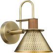 Antique Brass Wall Sconce, HWH Hammered Barn Wall Light Fixtures, 1-Light Single Sconce Vanity Light, Farmhouse Wall Lamp for Bedroom Bedside Kitchen Hallway, Hammered Metal Shade, 5HZG74B-L BG