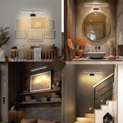 Picture Light, 13.5" Art Light, Black Picture Light Battery Operated,3CCT,Wireless Picture Lights with Remote, Light Over Picture Frame for Wall Painting(Black)