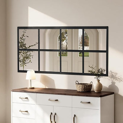 DUMOS Wall Mirror 16" x 32", Rectangle Window Pane Decorative Mirror, Metal Framed Wall Mounted Mirror for Bathroom, Bedroom, Entryway, 1 Pack