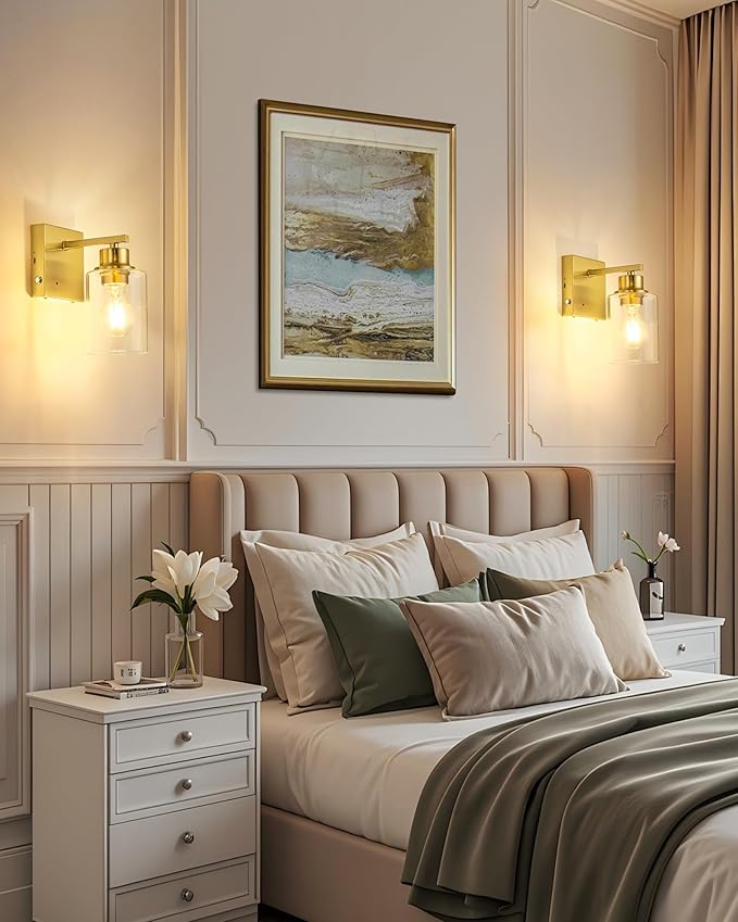 Rechargeable Wall Sconce, Gold Battery Operated Wall Sconce Set of 2 with Timer Function, Easy Install Dimmable Wireless Wall Lamps for Living Room, Bedroom, Hallway, Entryway Decor 3000K
